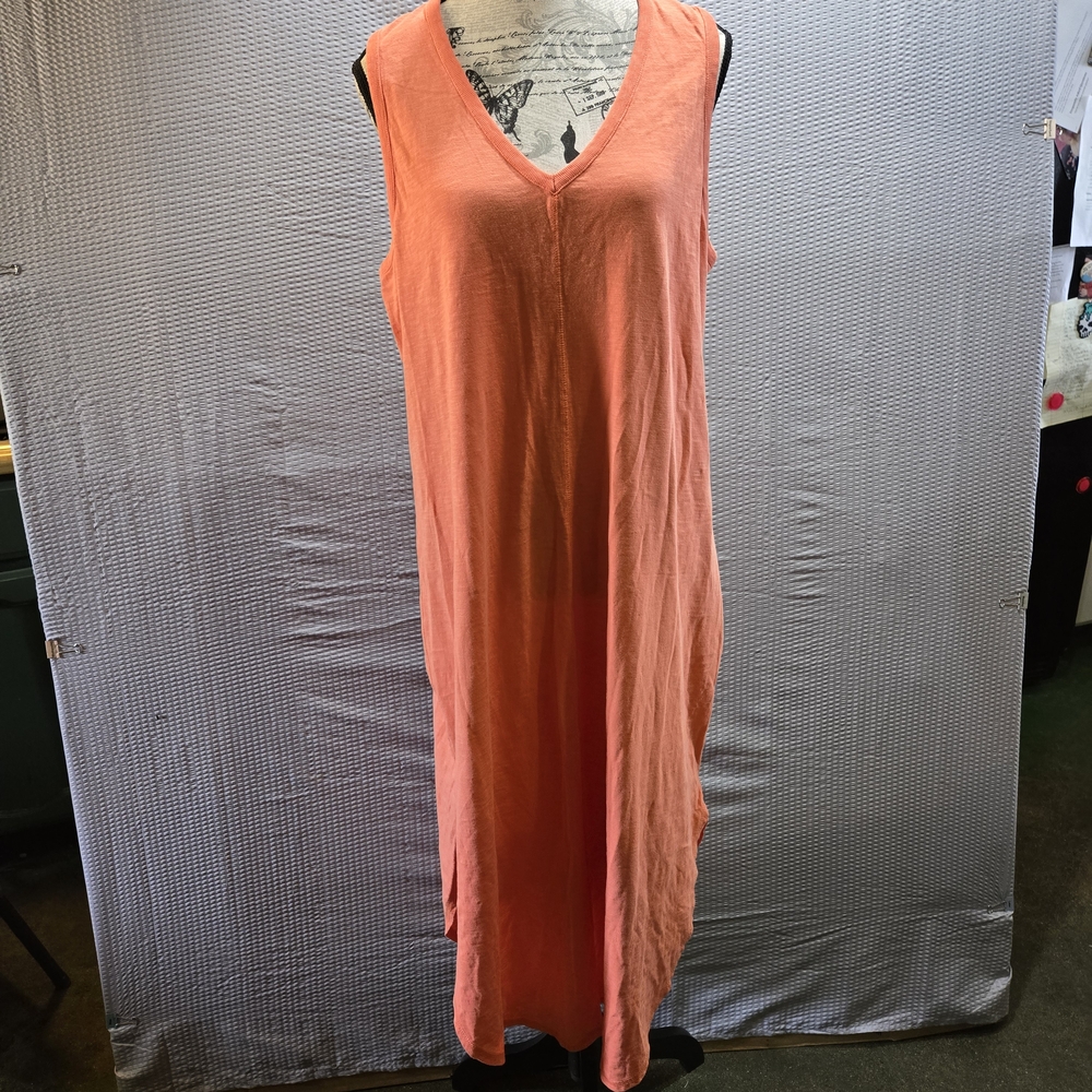 Natural Reflections Coral Scoop Hem 100% Cotton Maxi Dress XL Boho